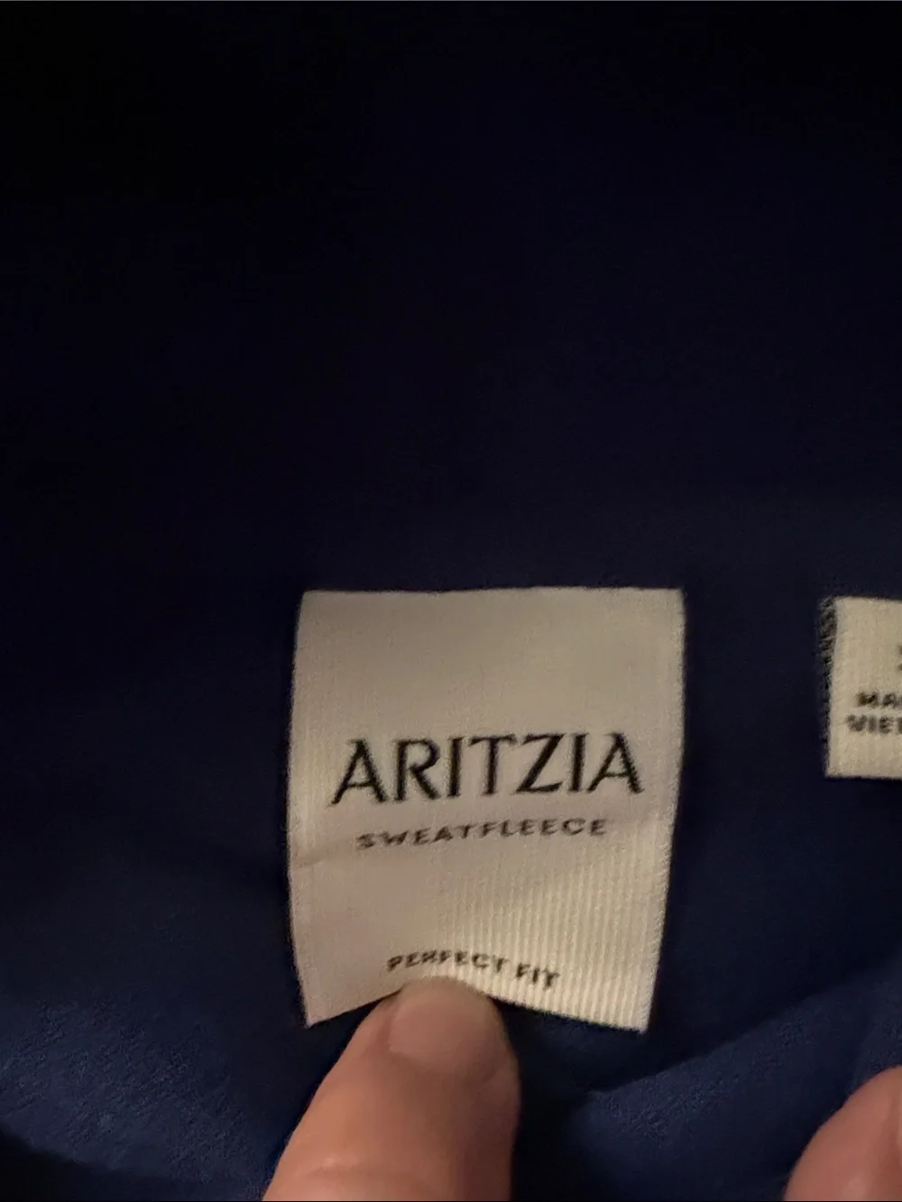 Aritzia Sweatfleece Hoodie in Navy Blue - Picture 3 of 4